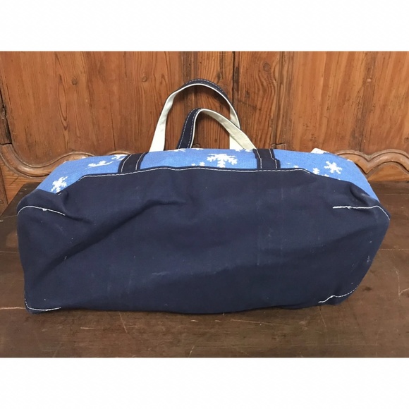 Vintage LL Bean Boat and Tote Bag RARE SNOW FLAKE PRINT Christmas USA - Picture 7 of 7